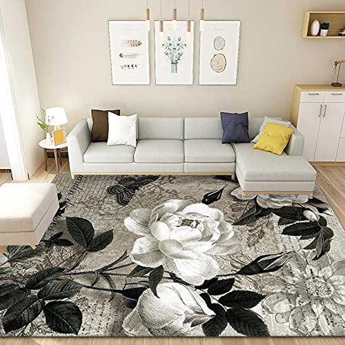 DUGYGA In und Outdoorteppich Off White Rose,in Handarbeit hergestellt Teppich für den Innen und Außenbereich, Terrasse, Garten, Wohnzimmer oder Küche 60X100CM(23X52inch)