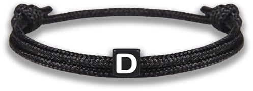 GD GOOD.designs EST. 2015 Bracelet de corde avec lettres | Bracelet d'amitié noir ajustable avec taille 14cm - 24cm |
