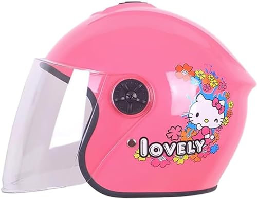 Cooler Kinder-Motorradhelm Mit Offenem Gesicht, DOT-Zugelassener Halbhelm Für Jugendliche, Jungen Und Mädchen Mit Visier, Retro-Mopedhelme Für Kleinkinder Für Vespa-Roller, ATV D,50-55cm