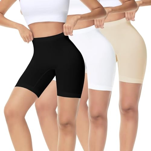IceReco 3er Pack Radlerhose Damen Kurz Sporthose Unter Kleid Rock Unterhosen mit Bein Anti Scheuern Kurz Leggings