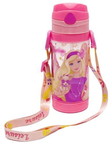 BDQYLOUJ - Princesse Gourde avec Paille - Princesse Bouteille Isotherme Enfant 500 ml - Gourdes sans BPA - Avec de La Paille -Avec Corde Réglable- pour L'école, Les Sports et La Maternelle, REI4073B