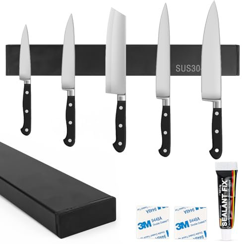 30 cm Magnetleiste Messer | Starker magnetischer Messerhalter aus rostfreiem Stahl | Unverzichtbare Küchengeräte | inklusive Klebeband und Schrauben für Messer, Utensilien und Werkzeuge