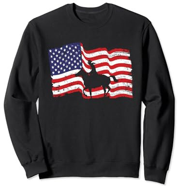 Roping American Horse Rider Patriottica Equitazione USA Bandiera Cowboy Felpa