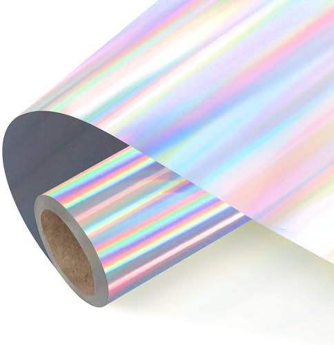 NANAPLUMS Selbstklebendes Vinylfolie Plotter - Holographisches Funkelndes Plotterfolie Vinyl Permanent Rolle, Selbstklebende Folie (Blitzbeschichtung Lasersilber, 30.5x200cm)