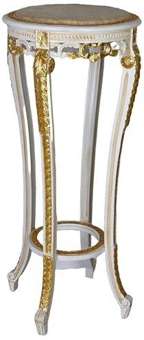 Blumenständer Tisch Blumentisch Antik Säule Dekosäule Weiss Gold 112cm cat064 Palazzo Exklusiv