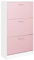 BAKAJI Scarpiera Salvaspazio Slim Portascarpe in Legno Melaminico con 3 Ante a Ribalta e Doppia Profondità Dimensioni 60 x 24 x 120 cm (Rosa e Bianco)