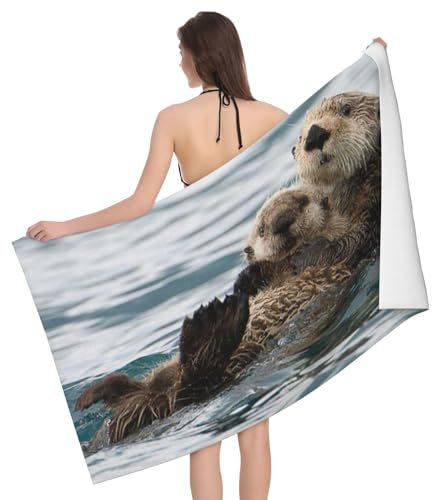 ESASAM Badetuch mit Otter-Aufdruck, superfeines Faser-Handtuch mit einzigartigen Mustern
