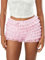 Mini short à volants en dentelle multicouche pour femme avec nœud sur le devant élastique taille basse Lolita Micro Shorts, b-rose, S