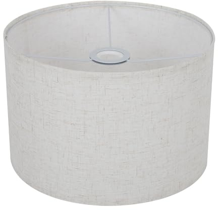 Pantalla de lámpara, tambor, 30 cm de tela, para lámparas de mesa, suelo y colgantes, para salón y dormitorio, lámpara de pared (lino blanco)