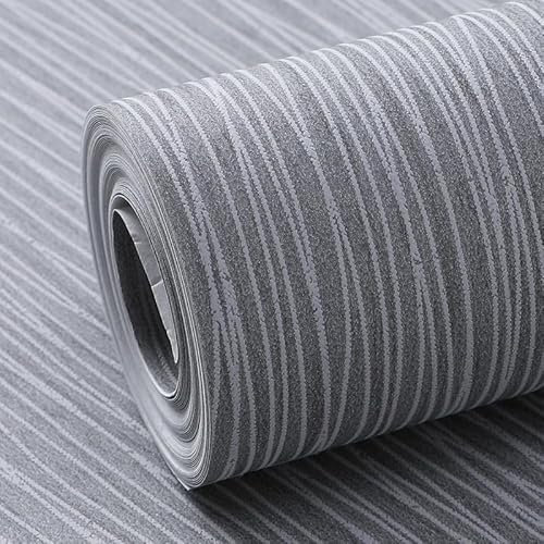 Tarwanear 5 Rolls Dark Grey Wallpaper Dark Grey Plain Thick Textured Wallpapers Modern Minimalist Striped Featured Wall Paper Embossed Striped Wall Paper Roll for Living Room Bedroom Hallway