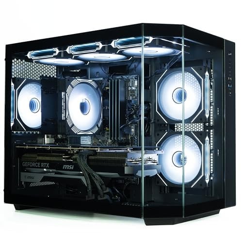 ionz Gaming Desktop PC, Ryzen 7 9800X3D, Nvidia RTX 5080 OC, 32GB RAM, 2TB NVMe SSD, 120MM Air Cooler, Windows 11, 850W 80+ Gold PSU (Apex, Black)