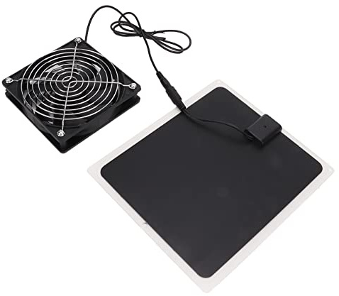 Alomejor Solar Panel Powered Fan Ventilator with USB Port, Cooling Ventilator for Chicken Coop Greenhouses, Solar Charger Panel for Window Exhaust