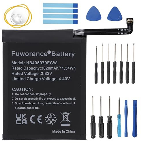 Fuworance 3020mAh 3.82V HB405979ECW Replacement Battery Compatible with Huawei Y6 2017/P9 Lite Mini 2017/Y6 Pro 2017/Y5 2019/Nova/Y5 2018/Y6 2019 Mobile Phone Rechargeable Li-ion Battery with Tool Kit