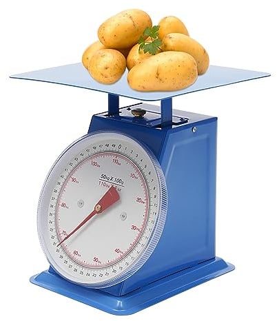 49,9 kg schwere mechanische Küchen- und Lebensmittelwaage, tragbare mechanische Waage mit Dual-Skala-Zifferblatt, industrielle Waage für Supermärkte, Märkte zum Wiegen von Objekten