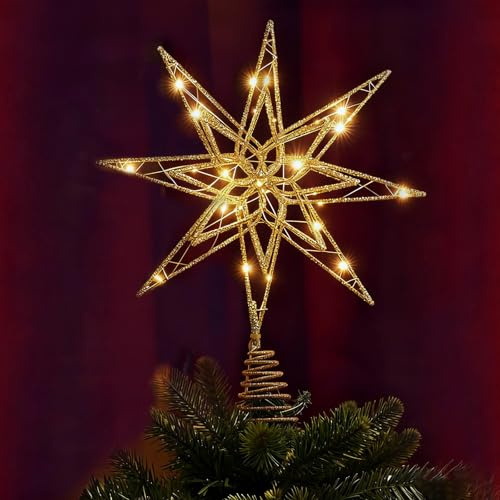 Weihnachtsbaumspitze, Christbaumspitze, 20 LED Baumspitze Weihnachten, Weihnachtsdeko für Indoor Büro Festliche Weihnachten Neujahr Urlaub Baumschmuck
