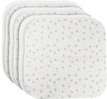 bistyle Baby Baumwoll Waschlappen 6er Pack 20x20 cm | 100% Bio-Baumwolle | Weiche Baby-Mundtücher & Spucktücher für Neugeborene | Star-Design, Box Verpackung (Beige)