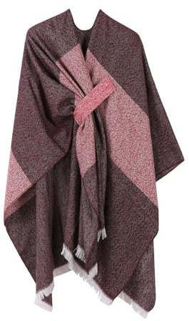TEPPOIC Poncho Damen, elegante Strick-Capes offene Poncho-Schals Decken-Cardigans für Frühling, Herbst und Winter, 160 × 135 cm (B2)