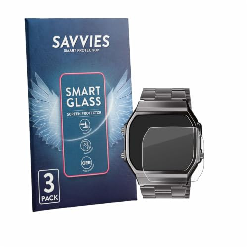 Savvies Schutzglas für Casio A168WEGG-1BEF | 3 Stück Transparenter Displayschutz Made in Germany Panzer Schutz Glas 9H Schutzfolie HD Klar Blasenfrei Einfache Montage