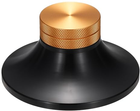 QUARKZMAN Peso Stabilizzatore Per Vinile 172g/6oz 3x1,5 Alluminio | Disco Stabilizzatore Per Vinile, Smorzatore Di Vibrazioni, Per Giradischi, Nero Con Manopola Dorata