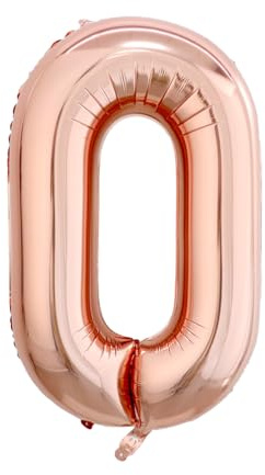 40 Inch Rose Gold Number 0 Balloon, Giant Number Balloons, Birthday Decor | Durable Tear-Resistant, Non-Toxic, Leak-Proof, Self-Sealing, Reusable, Helium Balloons, Birthday & Anniversary Decorations