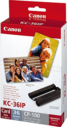 Canon KC-36IP Kit 36 impressions (papier + encre) format carte de crédit 5,4 x 8,6 cm pour SELPHY CP1300, CP1200, CP1000, CP900, CP910, CP820, CP810, CP800, CP790, CP780