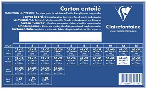 Clairefontaine 34153C Leinwand (4 mm, 61 x 46 cm, Landschaft 12 P, ideal für Nasstechniken, praktisch und einfach zu verwenden) weiß