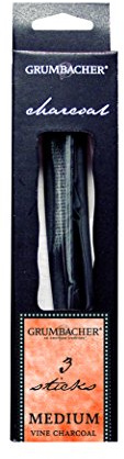 Grumbacher Vine Charcoal, Medium, Black, 3 Pack (V42)