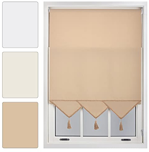 FURNISHED Roller Blinds with Triangle Edge and Metal Fittings, Made to Measure - Cappuccino, 180W x 165H cm