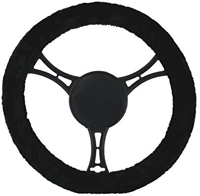 autooptimierer.de Lenkradbezug Plüsch Schwarz – Kuschelige Lenkradhülle für warme Hände im Winter – Weicher, Rutschfester Lenkradschutz für kalte Tage – Passend für gängige Lenkräder