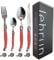 Lebrun 590052 Laguiole Besteck-Set, Edelstahl, Rot, 24-teilig