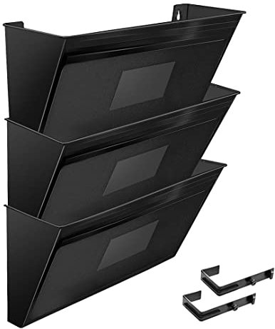 Acrimet Organisateur Mural pour Dossiers Modulaires en Plastique, format Lettre A4 (crochets inclus) (Couleur Noir) (Lot de 3)