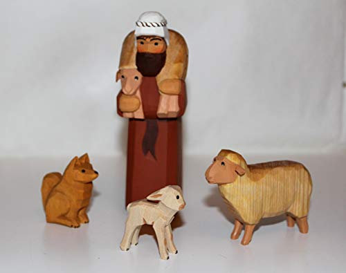 Lotte Sievers-Hahn Krippenfiguren Set Hirte mit Hund und Schafen * 1134, 1560, 1500, 1520