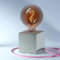 Home Designerlampe aus Beton, Nachttisch-Leuchte, Schreibtisch-Lampe oder für den Boden, Cube-Lampe als Geschenk, Harmonische Beleuchtung, Als LED Lampe für jeden Raum, Mit farbigem Textilkabel „Pink“