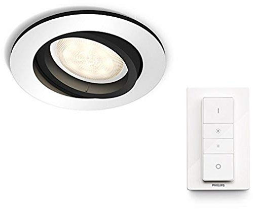 Philips Hue White Ambience Milliskin Recessed LED Smart Spotlight, Ceiling Light [GU10] with Dimmer Switch, Aluminium Works with Alexa, Google Assistant and Apple HomeKit.