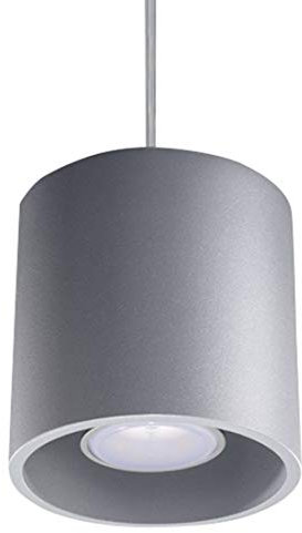 SOLLUX lighting Orbis Pendelleuchte | Modernes Design mit zylindrischem Schirm | Aus Aluminium, mit austauschbarer GU10-Glühlampe | Grau, 10 x 10 x 110 cm