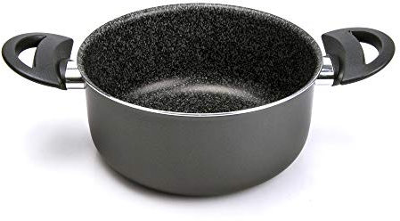 Alluflon Tradizione Italia Cazuela con Asas, Superficie de Piedra, Revestimiento Antiadherente y Antirayaduras, Apta para el Lavavajillas, 24 cm