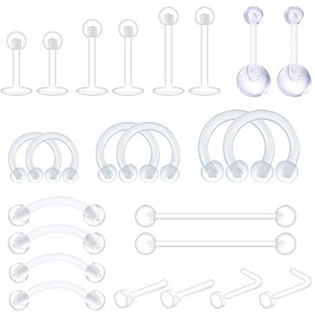 D.Bella Körperpiercing Retainer Plastik Lippenpiercing Zungenspiercing Stecker Augenbrauen Labret Retainer Tragus Helix Cartilage Lippe Nasen Piercing Bauchnabelpiercing Retainer