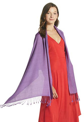 EURKEA Damenschal, Pashmina, seidig, weich, Stola für Abend, Hochzeit und Geschenk, Amethyst, Einheitsgröße