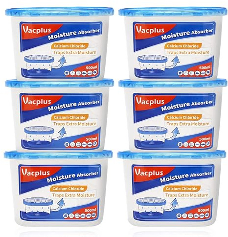 Vacplus Moisture Absorbers 6 Pack, Portable Humidity Absorber Boxes for Your Bathroom, Closet & Car, Dehumidifier with Fragrance Free, 10.5 Oz