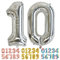 Ponmoo Foil Palloncini Numeri 10 Argento, Gigante Numero 0 1 2 3 4 5 6 7 8 9 10-19 20-29 30 40 50 60 70 80 90 100, Gonfiabili Pallone per Anniversario, Decorazione Feste di Compleanno Palloncino