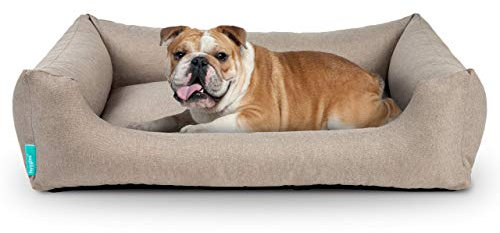 Hyggins Dreamer Pure Hundebett | Bezug abnehmbar und waschbar | Robust und pflegeleicht (S 60 x 44cm, Beigegrau)