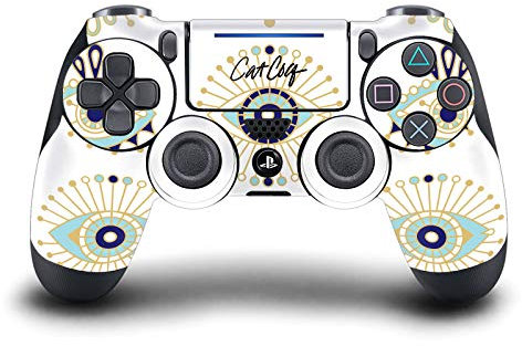 Head Case Designs Offizielle Zugelassen Cat Coquillette Blau Gold Kunst Mix Vinyl Haut Gaming Aufkleber Abziehbild Abdeckung kompatibel mit Sony Playstation 4 PS4 DualShock 4 Controller
