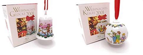 Hutschenreuther Porzellanglocke & Porzellankugel 2001 OVP - Weihnachtsglocke Weihnachtskugel