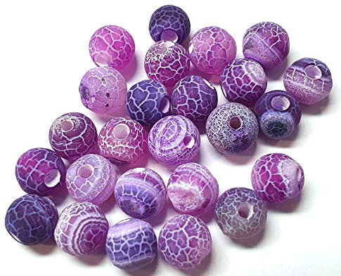 Lot de perles en agate mate de 4 mm - En pierre naturelle - En agate givrée - Pierre semi-précieuse - Pierres précieuses avec trou pour enfiler - Bijoux en perles - Violet