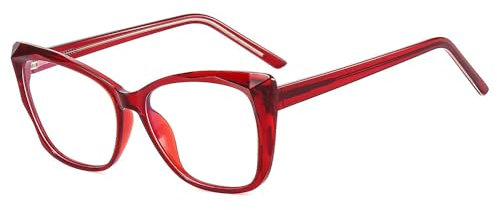 HAOMAO Occhiali per Computer con Luce Anti-Blu a Forma di Occhio di Gatto per Uomo Donna Montature in Titanio in plastica Ultralight Red