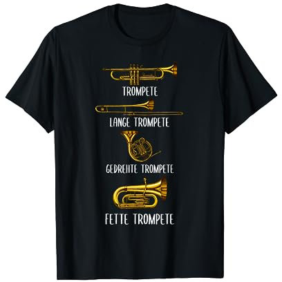 Lustige Trompeten Blasmusik Bekleidung - Arten von Trompeten - Trompete Überraschung Instrument T-Shirt für Damen und Herren, Schwarz, S