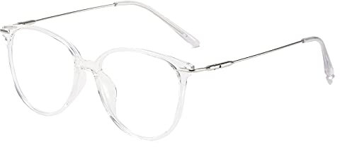 ZUVGEES Mode Runden TR90 Blaulichtfilter Lesebrille für Herren und Damen mit Federscharnier Lightweight Anti-blaue Computerbrille (Transparent, 1.5)