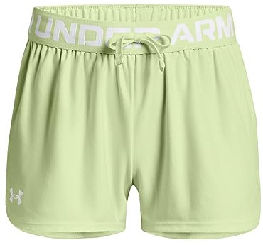 Under Armour Girls' Standard Play Up Solid Shorts, (370) Phosphor Green / / White, Youth X-Large