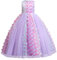 Papillon Robe Fille Enfant Princesse Mariage Appliqué 3D Robe Demoiselle d'honneur Soirée sans Manches Tutu Tulle Longue Fantasie Anniversaire Carnaval Fête Pageant Cérémonie Violet 11-12 Ans