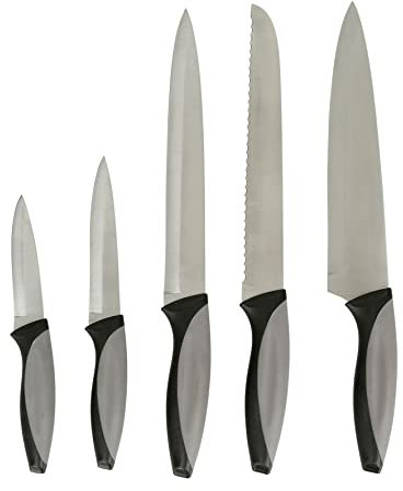 PRADEL HERITAGE, couteau cuisine, set de couteaux de cuisine, 5 couteaux 1 couteau chef, couteau multi, couteau office, à découper et à pain, lames en inox, manches conforts, multi-usages 533700